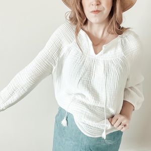 BeachLunchLounge Crisp White Gauze Top